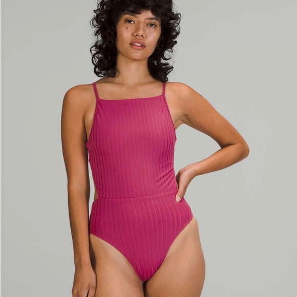 Lululemon Ribbed High-Neck Cross-Back One-Piece - Picture 2 of 5